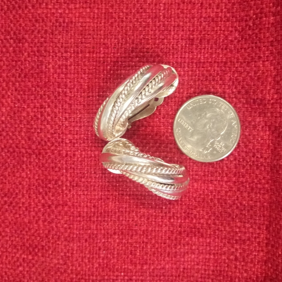 925 Sterling Silver Clip Decorative Rope Earrings - Picture 5 of 6